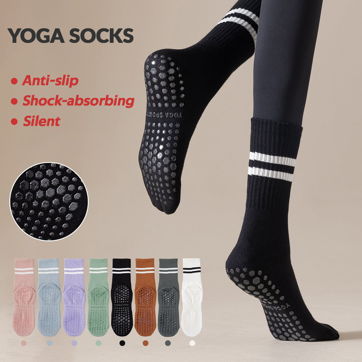 Youtube Yoga Pilates - 3 paia di calzini lunghi da