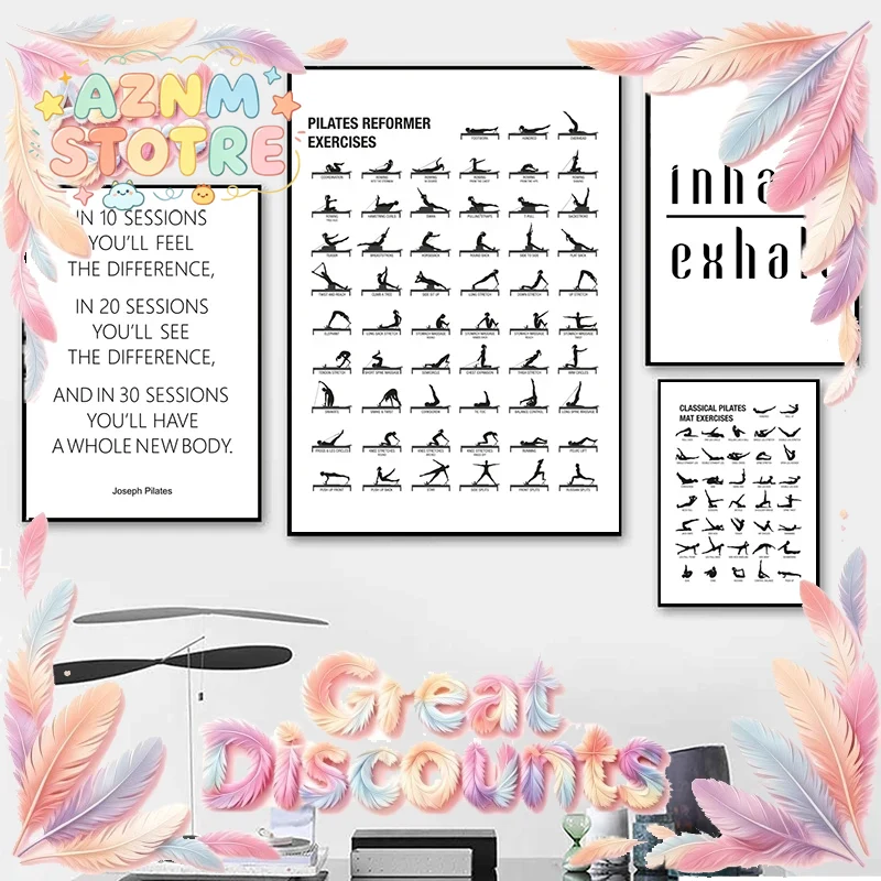 Pilates Yoga Gifts - Poster con Grafico di Esercizi Pilates,